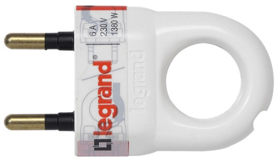 Вилка 2К 6A с кольцом, пластик, белая Legrand Элиум Legrand  050162