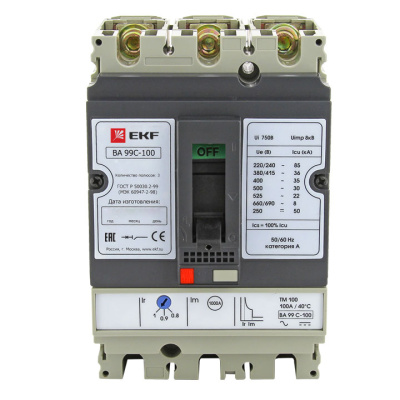 Автоматический выключатель 3P 63A  36kA EKF PROxima ВА-99C EKF PROxima ВА-99C mccb99C-100-63