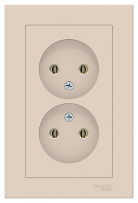 Розетка двойная без заземления16A в сборе Schneider Electric AtlasDesign Бежевый Systeme Electric AtlasDesign ATN000220