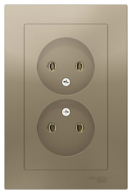 Розетка двойная без заземления 16A в сборе Schneider Electric AtlasDesign Шампань Systeme Electric AtlasDesign ATN000520