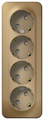 Розетка 4-ая с заземлением со шторками накладного монтажа с изолирующей пластиной 16A 250В Systeme Electric Blanca Титан Systeme Electric Blanca BLNRA011414