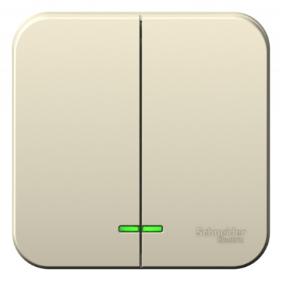 Выключатель 2-клавишный накладного монтажа с подсветкой 10A 250B Systeme Electric Blanca Молочный Systeme Electric Blanca BLNVA105102