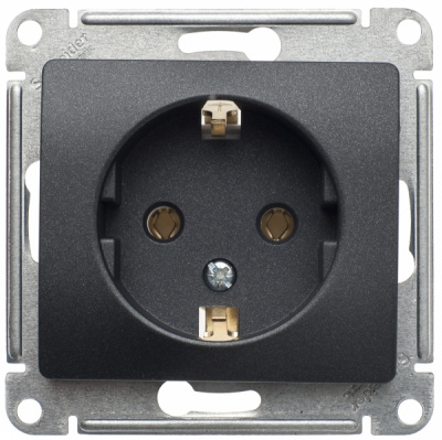 Розетка с заземлением 16A механизм Systeme Electric Glossa Антрацит Systeme Electric Glossa GSL000743