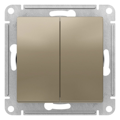 Переключатель 2-клавишный сх.6 10AX механизм Schneider Electric AtlasDesign Шампань Systeme Electric AtlasDesign ATN000565