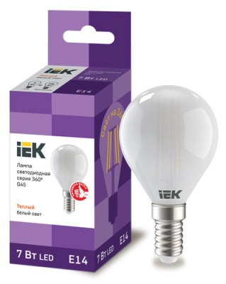 Лампа светодиодная шарообразная  G45  7Вт 230В 3000К E14  IEK IEK  LLF-G45-7-230-30-E14-FR