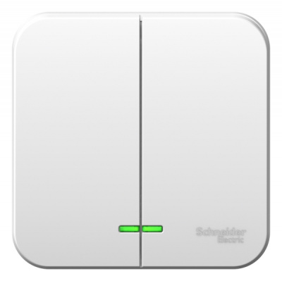 Выключатель 2-клавишный накладного монтажа с подсветкой 10A 250B Systeme Electric Blanca Белый Systeme Electric Blanca BLNVA105101