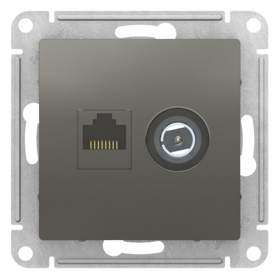 Розетка двойная комп+TV RJ45+TV кат.5E механизм Schneider Electric AtlasDesign Сталь Systeme Electric AtlasDesign ATN000989