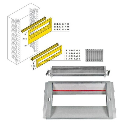 DIN-рейка+пластрон H=150мм для шкафа GEMINI (Размер2-3) ABB ABB  1SL0308A00