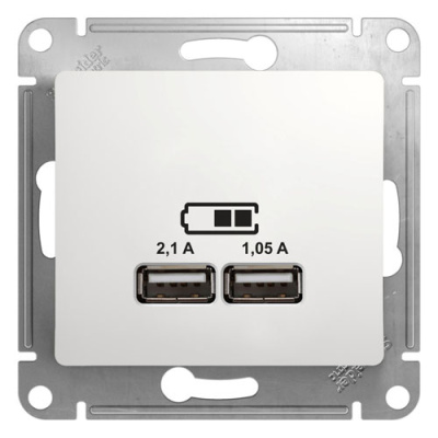 Розетка USB A+A 5В/2,1 А 2х5В/1,05 А механизм Systeme Electric Glossa Белый Systeme Electric Glossa GSL000133