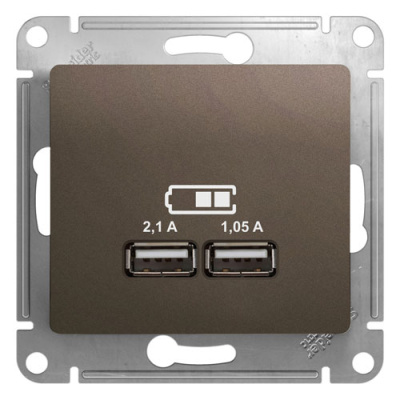 Розетка USB A+A5В/2,1 А 2х5В/1,05 А механизм Systeme Electric Glossa Шоколад Systeme Electric Glossa GSL000833