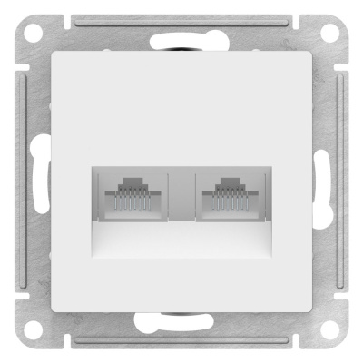 Розетка двойная компьютерная RJ45+RJ45 кат.5E механизм Schneider Electric AtlasDesign Белый Systeme Electric AtlasDesign ATN000185