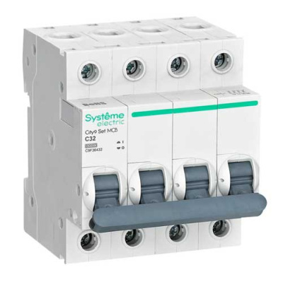 Systeme Electric City9 Set Автомат (АВ) С 32А 4P 6kA 400В Systeme Electric City9 C9F36432
