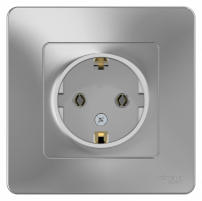 Розетка с заземлением без шторок скрытой установки 16A 250В Systeme Electric Blanca Алюминий Systeme Electric Blanca BLNRS001013