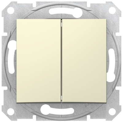 Выключатель 2-клавишный 10A Schneider Electric Sedna Бежевый Schneider Electric Sedna SDN0300147