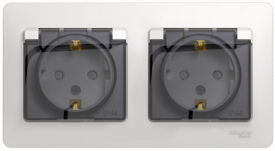 Розетка двойная с заземлением со шторками в сборе IP44 Systeme Electric Glossa Белый Systeme Electric Glossa GSL000147
