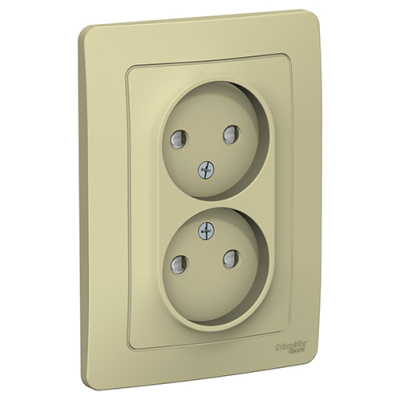 Blanca с/у Розетка двойная без заземления со шторками, 16А, 250В, бежевый Systeme Electric Systeme Electric  BLNRS000127
