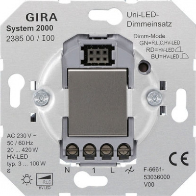 Механизм Светорегулятор клавишный для диммируемых светодиодных ламп Gira System 2000 Gira System 2000 238500Gira