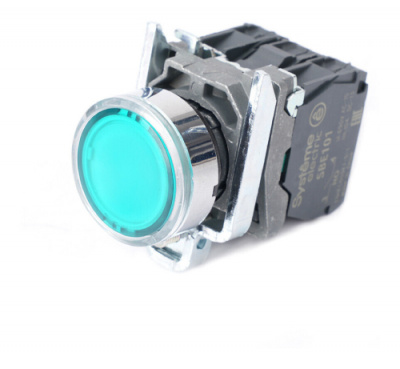 Systeme Electric Кнопка SB4 с подсветкой в сборе модульная 22мм зеленая металл 24ВDC 1НО+1НЗ Systeme Electric SB4 SB4BW33B5