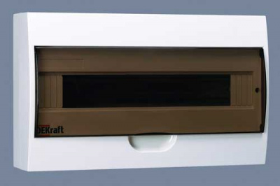 Бокс модульный пластиковый навесной 220x365x100мм, 1ряд/18мод, IP41 DEKraft ЩРН-П-18 DEKraft ЩРН-П 31012DEK