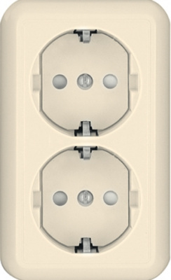 Розетка 2-ая с заземлением с з/ш 16A изолир. плата накладная в сборе (опт) Wessen Прима Слоновая кость Wessen Wessen Прима RA16-214I-S