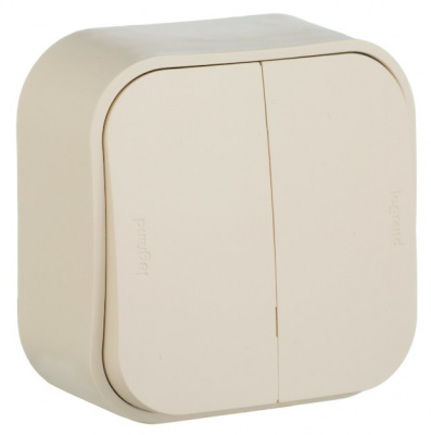 Переключатель 2-клавишный на 2 направления 10A IP20 Legrand Quteo Слоновая кость Legrand Quteo 782236