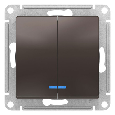 Выключатель 2-клавишный с подсветкой сх.5A 10AX механизм Schneider Electric AtlasDesign Мокко Systeme Electric AtlasDesign ATN000653