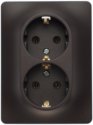 Розетка двойная с заземлением 16A в сборе Systeme Electric Glossa Шоколад Systeme Electric Glossa GSL000824