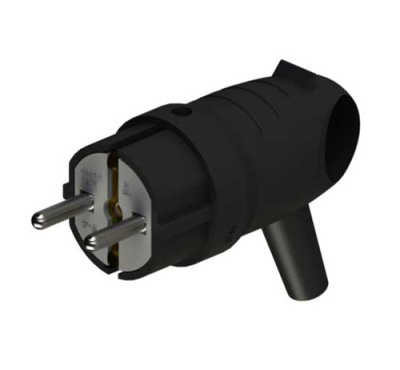 Systeme Electric MultiSet Вилка 2К+З угловая каучуковая 16А/250В IP44 Чёрная Systeme Electric MultiSet MST1102BK