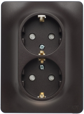 Розетка двойная с заземлением со шторками в сборе Systeme Electric Glossa Шоколад Systeme Electric Glossa GSL000826