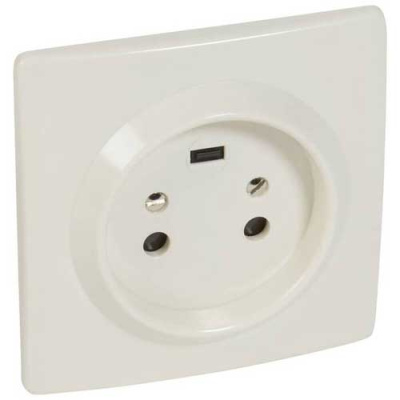 Legrand Розетка встраиваемая 2К+З - 20 А - с защитными шторками - 95x95 мм - на винтах - слоновая кость Legrand  055452