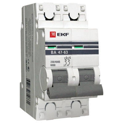 Автоматический выключатель 2P 50A C 6kA EKF PROxima ВА 47-63 EKF PROxima ВА 47-63 mcb4763-6-2-50C-pro