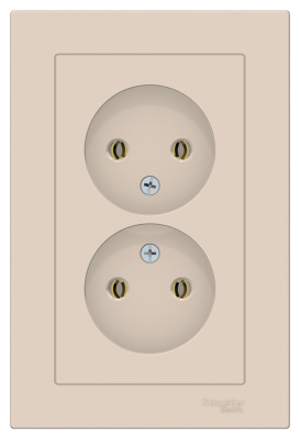Розетка двойная без заземления16A в сборе Schneider Electric AtlasDesign Бежевый Systeme Electric AtlasDesign ATN000220