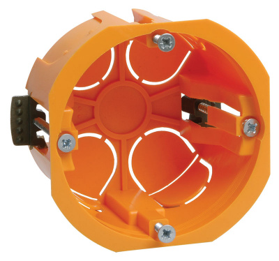 Коробка установочная 1-местная для полых стен (с саморезами и пласт.лапками) 65х46мм, IP20 / оранжевый IEK КМ40022 IEK КМ UKG10-065-040-000-P
