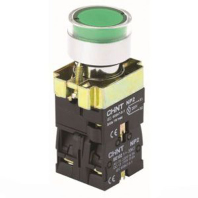 Кнопка управления NP2-BW3365 1НО+1НЗ зеленая AC/DC230В(LED) IP40 CHINT CHINT  574268CHINT