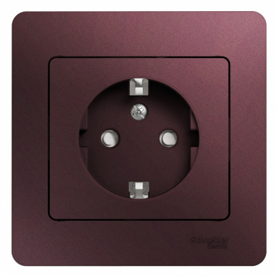 Розетка с заземлением со шторками 16A 250В в сборе Systeme Electric Glossa Баклажановый Systeme Electric Glossa GSL001144