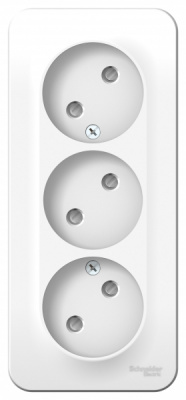 Розетка 3-ая без заземления со шторками накладного монтажа с изолирующей пластиной 16A 250В Systeme Electric Blanca Белый Systeme Electric Blanca BLNRA001311