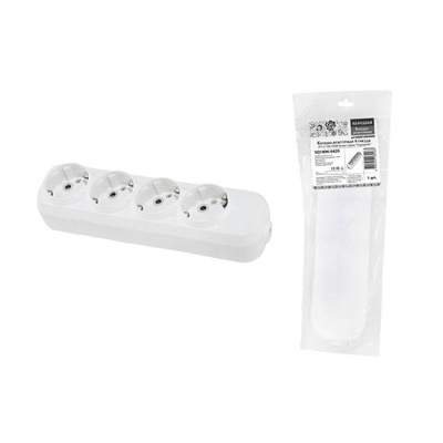 Колодка розеточная 4 гнезда с заземлением 16A 250V IP20 белая TDM "Народная" TDM ELECTRIC  SQ1806-0420