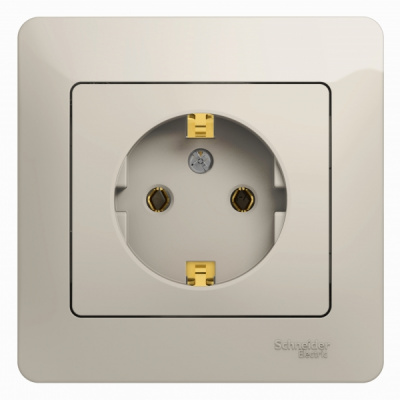 Розетка с заземлением 16A 250В в сборе Systeme Electric Glossa Молочный Systeme Electric Glossa GSL000942