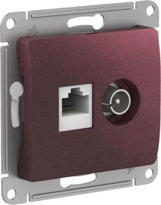 Розетка двойная ТВ + компьютерная RJ45 кат. 5Е механизм Systeme Electric Glossa Баклажановый Systeme Electric Glossa GSL001189