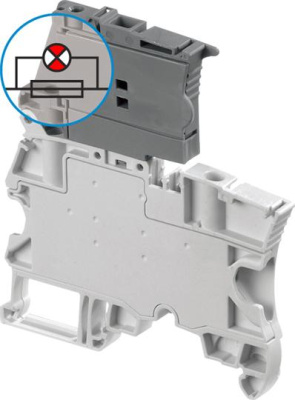 Клемма ZS4-SF-R1 Держатель предохранителя 5x20мм, 4мм. кв., с красным светодиодом-индикатором сгор.предох. 24-60В ABB ABB ZS 1SNK506412R0000