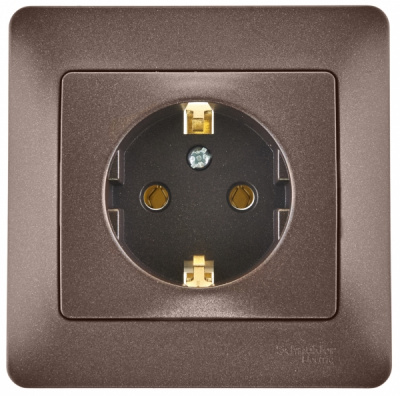 Розетка с заземлением 16A в сборе Systeme Electric Glossa Шоколад Systeme Electric Glossa GSL000842