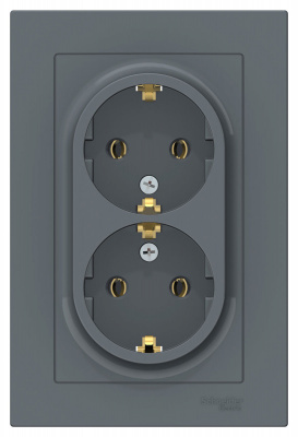 Розетка двойная с заземлением 16A в сборе Schneider Electric AtlasDesign Грифель Systeme Electric AtlasDesign ATN000724