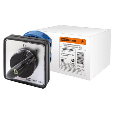 Переключатель кулачковый (0-1) 2P, 10A, 230/400V, IP40/IP20 / белый/черный TDM КПУ11-10/0103 TDM ELECTRIC КПУ11 SQ0715-0150