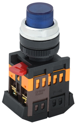 Кнопка ABLFP-22 синий d22мм неон/240В 1з+1P IEK IEK  BBT20-ABLFP-K07
