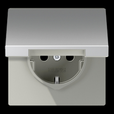 Механизм Розетка с заземлением с крышкой безвинт зажим Jung Алюминий Dark Jung Jung Механизмы AL1520KL