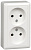 Розетка 2-ая без заземления 16A изолир. плата накладная в сборе Wessen Хит Белый