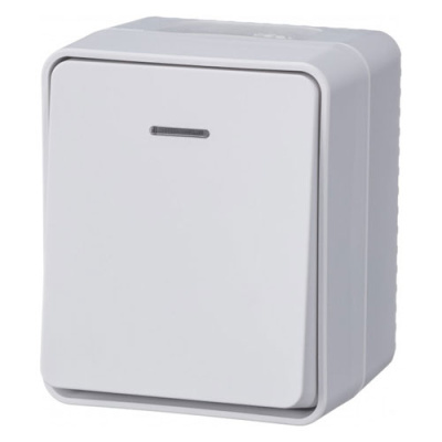 Выключатель 1-клавишный с подсветкой 10 АХ IP54 Schneider Electric AtlasDesign Profi54 Белый Systeme Electric AtlasDesign Profi54 ATN540113