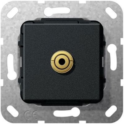 Разъем MiniJack 3.5мм инвертирующий адаптер Gira System-55 E22 Черный матовый Gira System 55 564810Gira