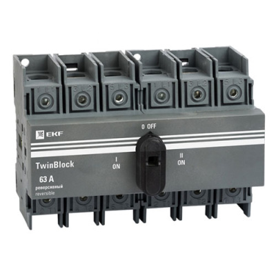 EKF PROxima Рубильник 63A 3P реверсивный c рукояткой для прямой установки TwinBlock EKF PROxima tb-s-63-3p-rev