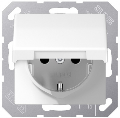Механизм Розетка штепсельная SCHUKO 16A 250В~ с откидной крышкой со шторками Jung Слоновая кость Jung Jung Механизмы AS1520KIKLWW